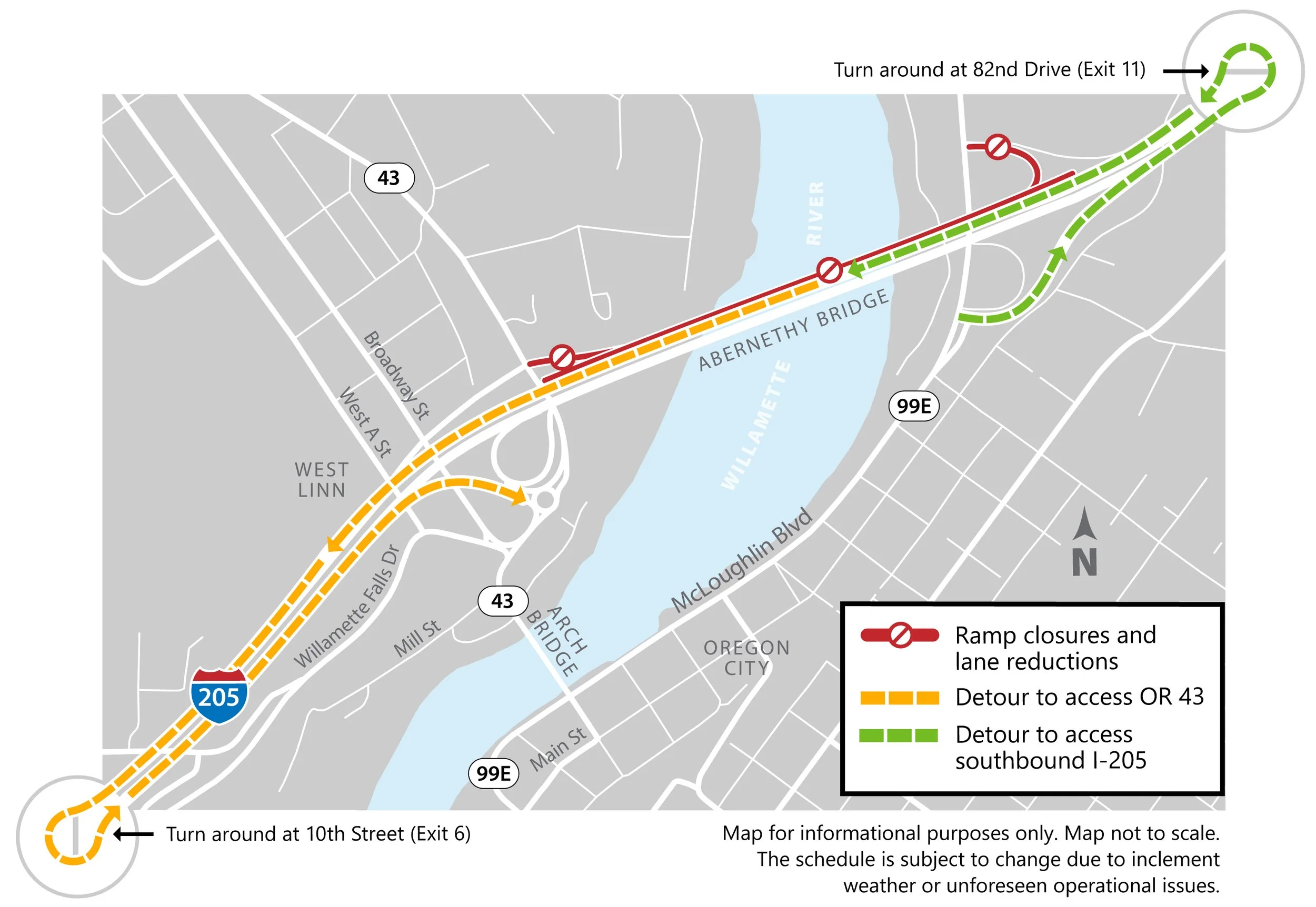 Southbound I-205 Lane Reductions and Ramp Closures Impacting